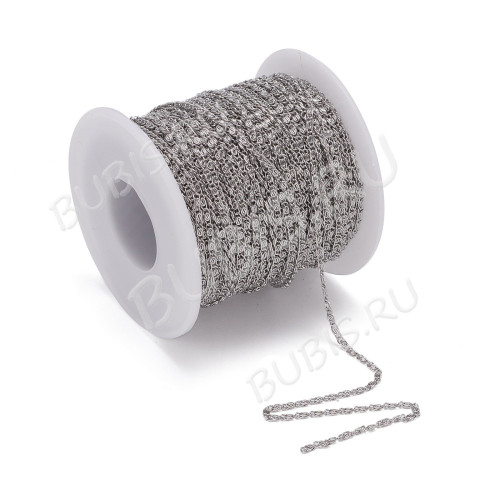 Цепочка S100 "Улитка" звено 3,7*1,5*0,8мм цвет платины (Хирургическая сталь) (50см)