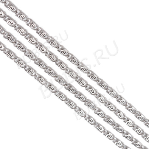 Цепочка S100 "Улитка" звено 3,7*1,5*0,8мм цвет платины (Хирургическая сталь) (50см)