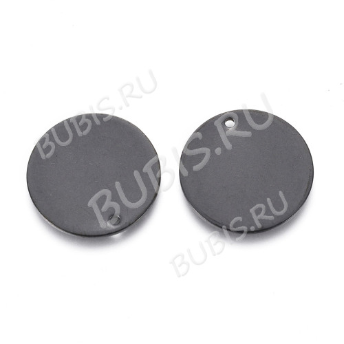 Подвеска Жетон 24-B Круг 20*1мм чёрная (Хирургическая сталь)