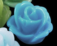 Кабошон декоративный 04 Розочка 11*10,5*6,5мм голубая непрозрачная (резин)