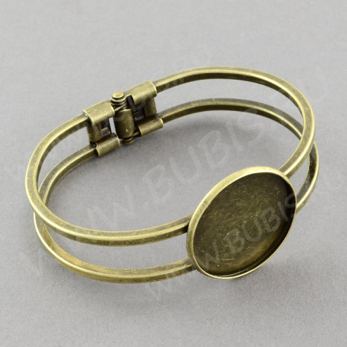 Основа (заготовка) для браслета №45 67*54*13мм раскрывающийся с сеттингом 25мм античная бронза (Brass)