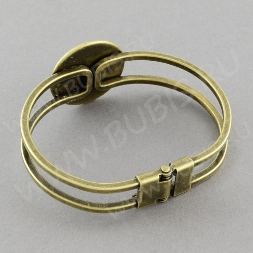 Основа (заготовка) для браслета №45 67*54*13мм раскрывающийся с сеттингом 25мм античная бронза (Brass)