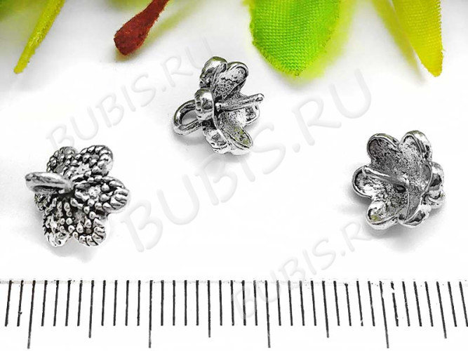 (СКИДКИ!!!) Концевик 050 шапочка Цветочек бейл со штырьком 10*10*9мм античное серебро (литьё) (10шт.)