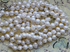 (ОПТ) Бусина Жемчуг 02 речной тыковки 8-9*6-7мм натуральный (камни) (нить 43см)