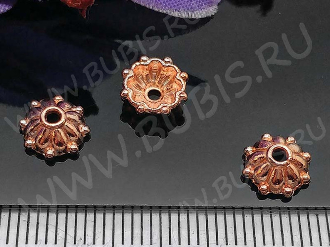 240 Шапочка-колпачок 8*7,5*3мм розовое золото (литьё)