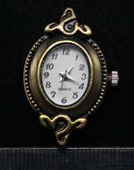 Заготовка для часов 067 Овальная 34*22,8*7,5мм античная бронза+белый (часы)