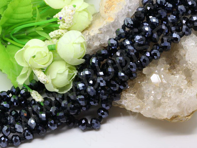 (ОПТ) Бусина Абакус гранёный 8*8*5,5мм т.серый непрозрачный (имитация Сваровски) (НИТЬ)