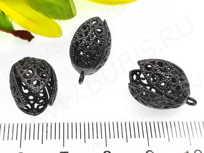Концевик 070 Тюльпанчик ажурный 18*10,5*10,5мм чёрный никель (Milano LUX) (Brass)