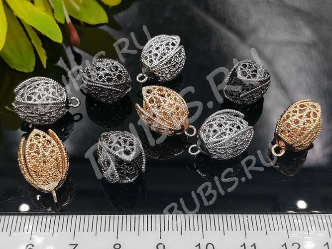 Концевик 070 Тюльпанчик ажурный 18*10,5*10,5мм чёрный никель (Milano LUX) (Brass)