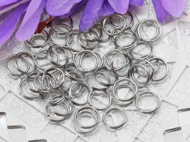 (СКИДКИ!!!) Колечки двойной крутки 8мм цвет платины (Iron) (50шт.)