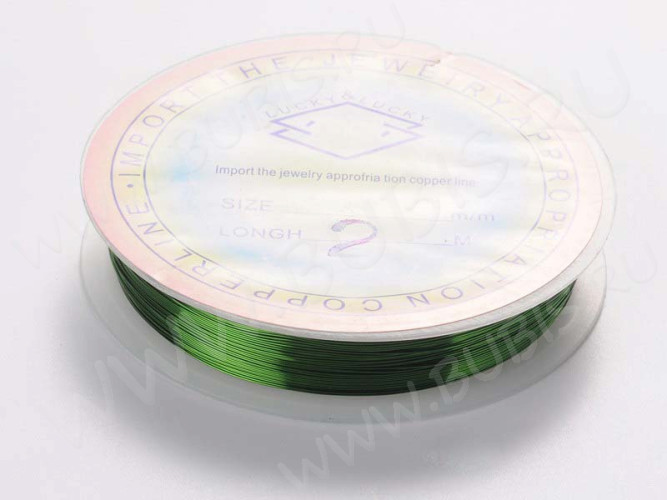 Проволока медная 02 толщина 0,2мм зеленая (Copper) (ок.35м)