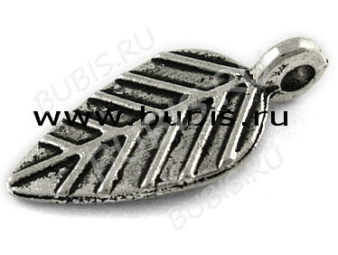 (СКИДКИ!!!) Подвеска Листик 08 19*9*1,2мм античное серебро (литьё) (10шт.)