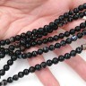 Купить (ОПТ) Бусина округлая ГЛАДКАЯ 6мм Агат Мадагаскарский чёрный (камни) (НИТЬ) с доставкой по России