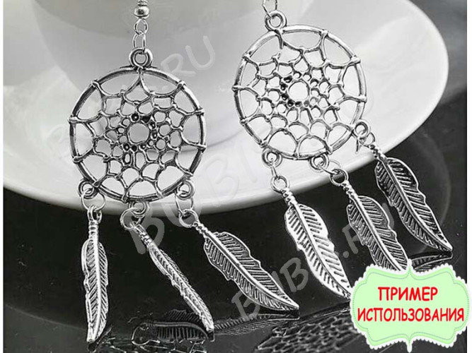 (СКИДКИ!!!) Подвеска Пёрышко 22 3D 25,5*6*1,7мм античное серебро (литьё) (10шт.)