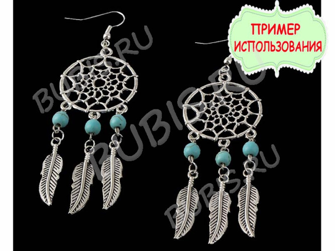 (СКИДКИ!!!) Подвеска Пёрышко 22 3D 25,5*6*1,7мм античное серебро (литьё) (10шт.)