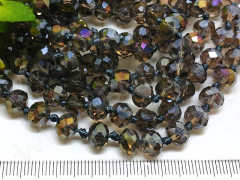 (ОПТ) Бусина Абакус гранёный 8*8*5,5мм Хрусталь раухтопаз с АВ прозрачный (имитация Сваровски) (НИТЬ)