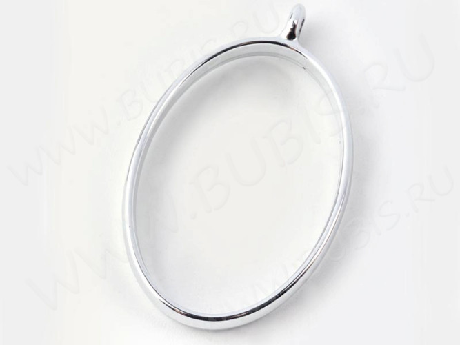 Подвеска Рамка 01 овал 39*24*5,8мм цвет платины (литьё)