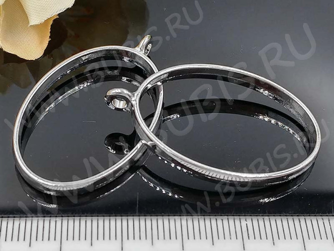 Подвеска Рамка 01 овал 39*24*5,8мм цвет платины (литьё)