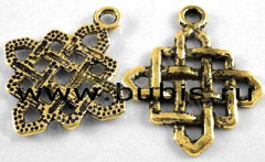 Подвеска Переплетённый ромб 25*21*2мм античное золото (литьё)