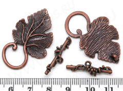 040 Тоггл Виноградная лоза 37*22мм и 24,5*7,5мм античная медь (литьё)