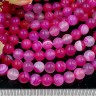 Купить (ОПТ) Бусина округлая ГЛАДКАЯ 8мм Агат Мадагаскарский фуксия с молочным (камни) (НИТЬ) с доставкой по России