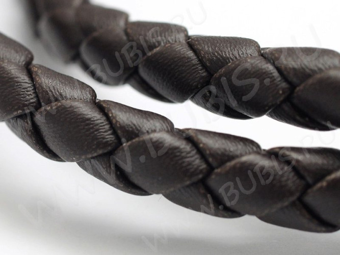 Шнур кожаный 42 кожзам плетёный круглый 6мм темно-коричневый (1м)