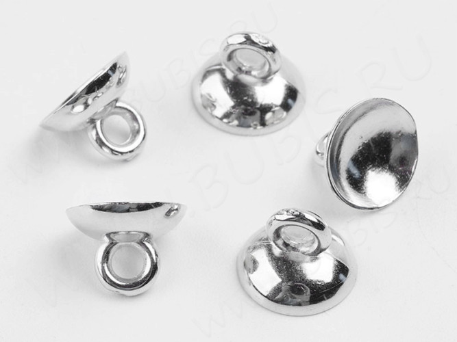 Держатель кулона 102 шапочка с петлей подвеска 10*10*7,5мм цвет платины (акрил CCB)(10шт)