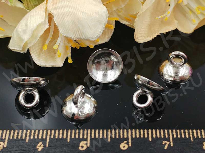 Держатель кулона 102 шапочка с петлей подвеска 10*10*7,5мм цвет платины (акрил CCB)(10шт)
