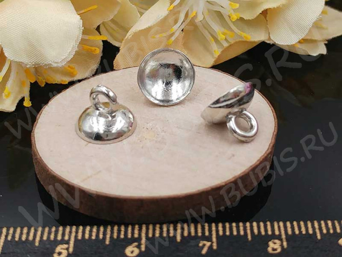 Держатель кулона 102 шапочка с петлей подвеска 10*10*7,5мм цвет платины (акрил CCB)(10шт)