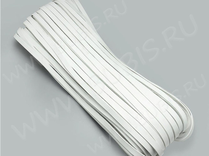 Шнур кожаный 45 полоска двусторонний 3*2мм белый (1м)