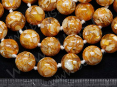 (ОПТ) Бусина округлая Мозаика 07 с перламутром 12мм т.оранжевая (камни) (НИТЬ)