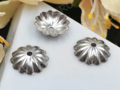 (СКИДКИ!!!) Шапочка тонкая 104 простая 43 Рифлёная 10,5*10,5*2,5мм цвет платины (Хирургическая Сталь) (10шт)