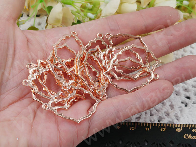 Подвеска Рамка 44 контур 35*24*1,5мм розовое золото (литьё)