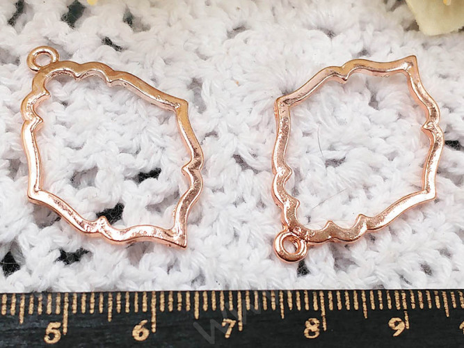 Подвеска Рамка 44 контур 35*24*1,5мм розовое золото (литьё)
