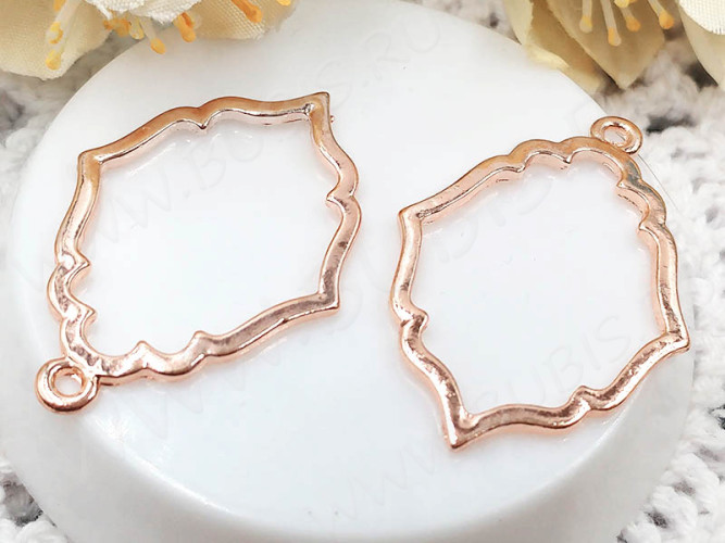 Подвеска Рамка 44 контур 35*24*1,5мм розовое золото (литьё)