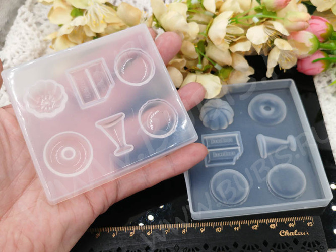 Молд 171 для эпоксидной смолы Еда Сладости 90*80*11мм (силикон)