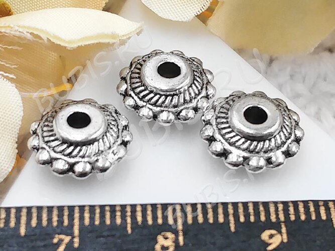 Рондели 098 крупные 10,5*5мм античное серебро (литьё) (10шт.)