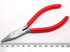 Тонкогубцы (утконосы короткие) 10 без бороздок, с пружинкой 130мм с красными ручками (инструменты для бижутерии)