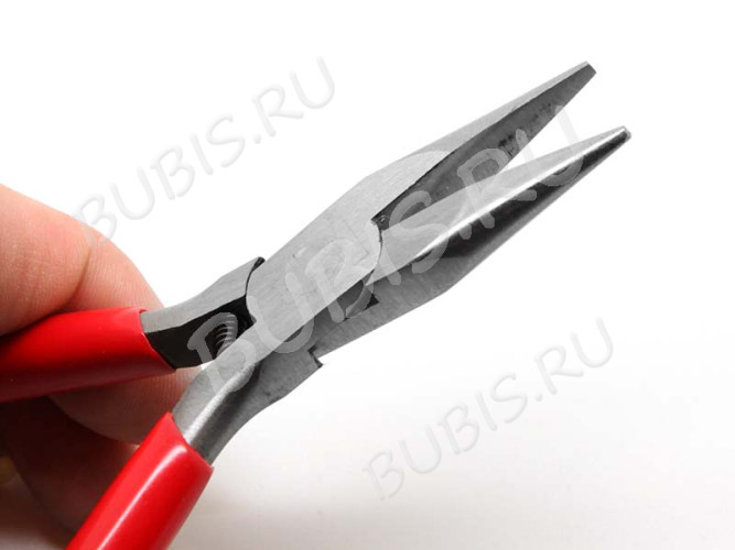 Тонкогубцы (утконосы короткие) 10 без бороздок, с пружинкой 130мм с красными ручками (инструменты для бижутерии)