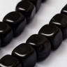 Купить (ОПТ) Бусина каменная Кубик 14 7,5*7мм Агат чёрный натуральный (камни) (полуНИТЬ) с доставкой по России