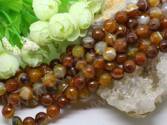 (ОПТ) Бусина округлая ГРАНЁНАЯ 10мм Агат Мадагаскарский св.коричнево-молочный (камни) (НИТЬ)
