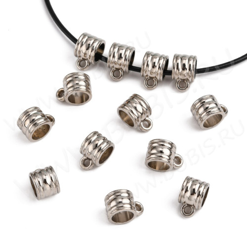 Бусина с петлёй 115 Бейл классический акриловый 14*10*9мм цвет платины (АКРИЛ CCB)