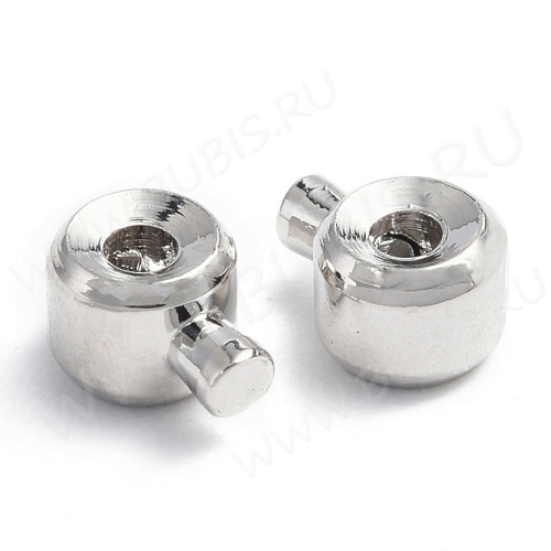 Зажимные бусины 20 Кримпы One Touch цилиндры 4*3*2,5мм цвет платины (Brass) (2шт)