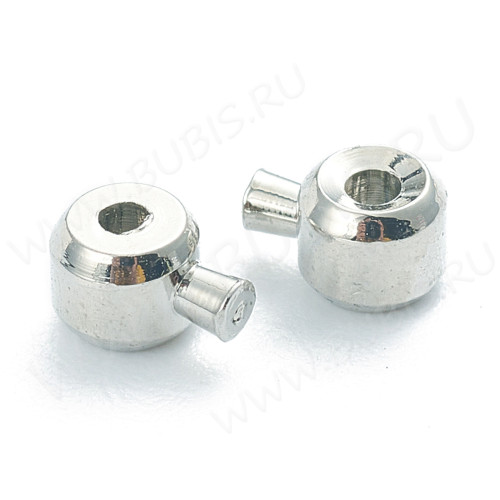 Зажимные бусины 20 Кримпы One Touch цилиндры 4*3*2,5мм цвет платины (Brass) (2шт)