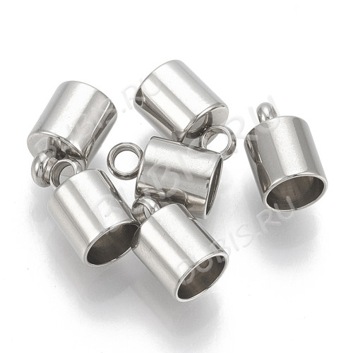 Концевик 131 9,5*6*6мм для шнура до 5мм цвет платины (Хирургическая сталь) (10шт)