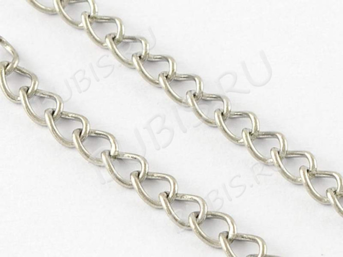 Цепочка S52 Ювелирная сталь 3,5*2,5*0,5мм цвет платины (Хирургическая сталь)(катушка)(10м) 