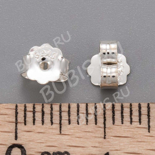 Зажимы для пуссет(гвоздиков) и швенз №28 серебро с пробой 925 5*6*3мм серебристые (Sterling Silver) (1 пара) 