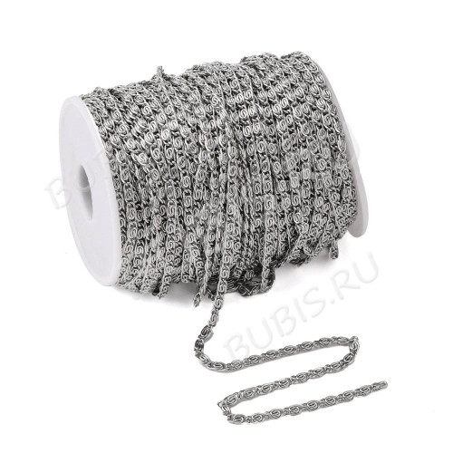 Цепочка S101 "Улитка" звено 8*3,7*2мм цвет платины (Хирургическая сталь) (50см)