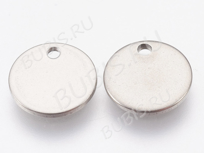 Подвеска Жетон 41 Круглая из стали 15*1мм цвет платины (Хирургическая сталь)