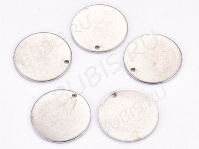 Подвеска Жетон 41 Круглая из стали 15*1мм цвет платины (Хирургическая сталь)